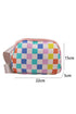 Checkered Print Dual Compartment Adjustable Strap Crossbody Bag