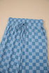 Checkered Print Elastic High Waist Wide Leg Casual Pants