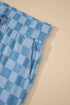 Checkered Print Elastic High Waist Wide Leg Casual Pants