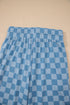 Checkered Print Elastic High Waist Wide Leg Casual Pants