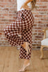 Checkered Print Elastic High Waist Wide Leg Casual Pants