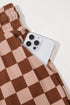Checkered Print Elastic High Waist Wide Leg Casual Pants