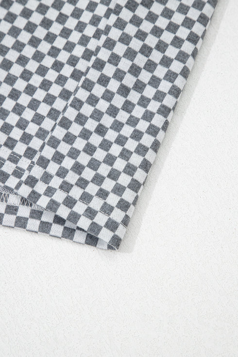 Checkered Print Elastic Waist Drawstring Pocketed Casual Shorts