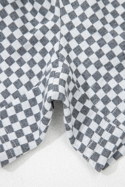 Checkered Print Elastic Waist Drawstring Pocketed Casual Shorts