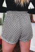 Checkered Print Elastic Waist Drawstring Pocketed Casual Shorts