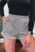 Checkered Print Elastic Waist Drawstring Pocketed Casual Shorts