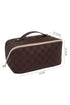 Checkered Print Faux Leather Top Handle Makeup Bag