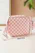 Checkered Print Faux Leather Zippered Travel Makeup Bag