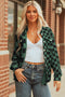 Checkered Print Flap Pocket Button Front Shacket