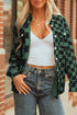 Checkered Print Flap Pocket Button Front Shacket