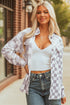 Checkered Print Flap Pocket Button Front Shacket