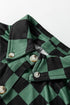 Checkered Print Flap Pocket Button Front Shacket
