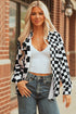 Checkered Print Flap Pocket Button Front Shacket