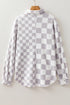Checkered Print Flap Pocket Button Front Shacket