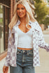 Checkered Print Flap Pocket Button Front Shacket