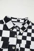 Checkered Print Flap Pocket Button Front Shacket