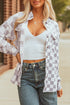 Checkered Print Flap Pocket Button Front Shacket