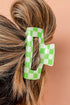 Checkered Print Geometric Hollow Out Claw Hair Clip