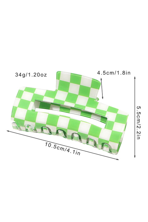 Checkered Print Geometric Hollow Out Claw Hair Clip
