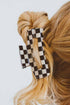 Checkered Print Geometric Hollow Out Claw Hair Clip