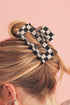 Checkered Print Geometric Hollow Out Claw Hair Clip