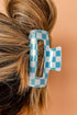 Checkered Print Geometric Hollow Out Claw Hair Clip