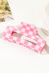 Checkered Print Geometric Hollow Out Claw Hair Clip