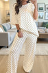 Checkered Print Half Sleeve Tee And Wide Leg Lounge Set