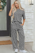 Checkered Print Half Sleeve Tee And Wide Leg Lounge Set