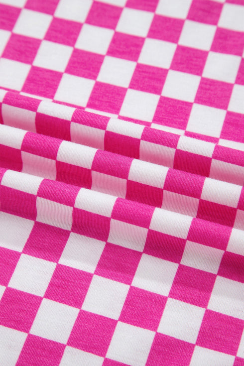 Checkered Print Half Sleeve Tee And Wide Leg Lounge Set