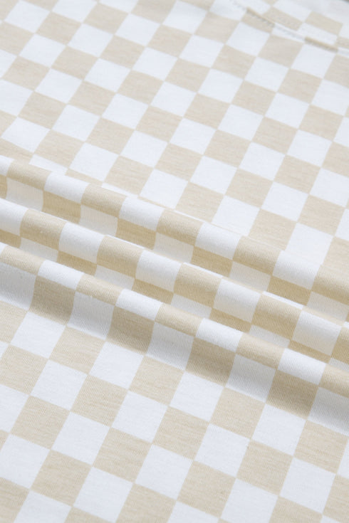 Checkered Print Half Sleeve Tee And Wide Leg Lounge Set