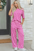 Checkered Print Half Sleeve Tee And Wide Leg Lounge Set