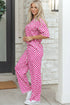 Checkered Print Half Sleeve Tee And Wide Leg Lounge Set