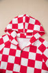 Checkered Print Half Zip Wide Leg Pant Sets