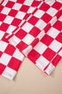 Checkered Print Half Zip Wide Leg Pant Sets