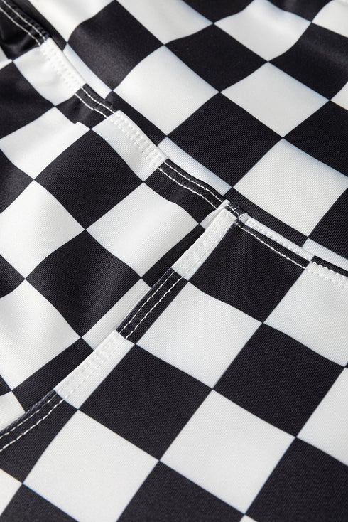 Checkered Print High Waist Stretch Skinny Leggings