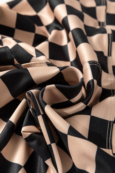 Checkered Print High Waist Stretch Skinny Leggings