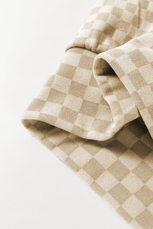 Checkered Print Kangaroo Pocket Drawstring Hoodie