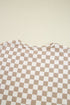 Checkered Print Long Sleeve Crop Top Skort Short Set
