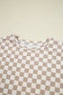 Checkered Print Long Sleeve Crop Top Skort Short Set
