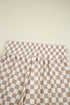 Checkered Print Long Sleeve Crop Top Skort Short Set