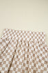 Checkered Print Long Sleeve Crop Top Skort Short Set