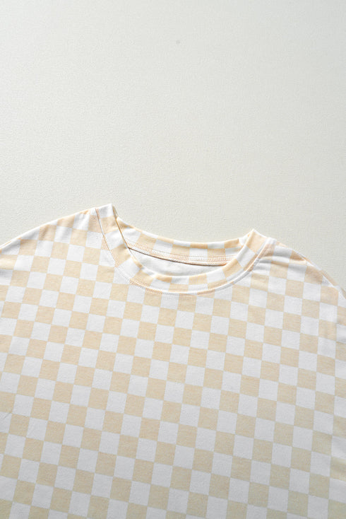 Checkered Print Long Sleeve Top and Pants Lounge Set