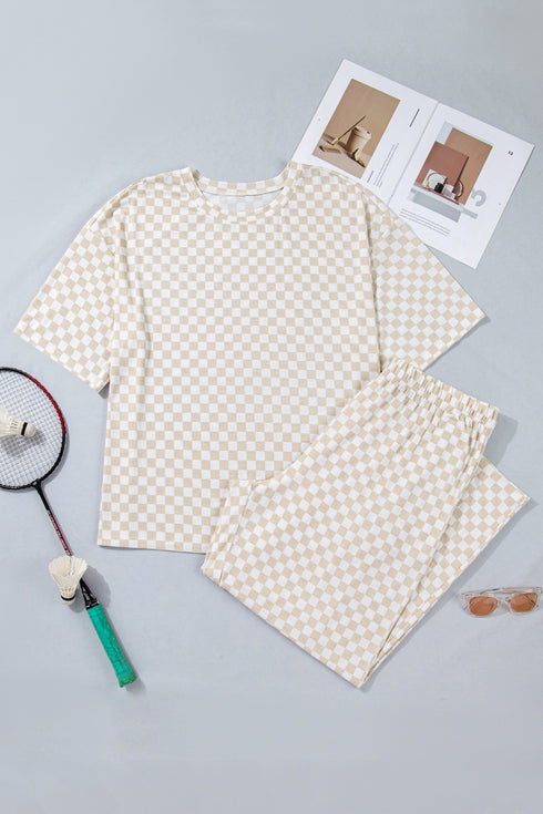 Checkered Print Loose Fit Patterned Bottoms