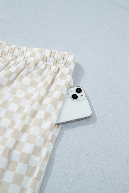 Checkered Print Loose Fit Patterned Bottoms