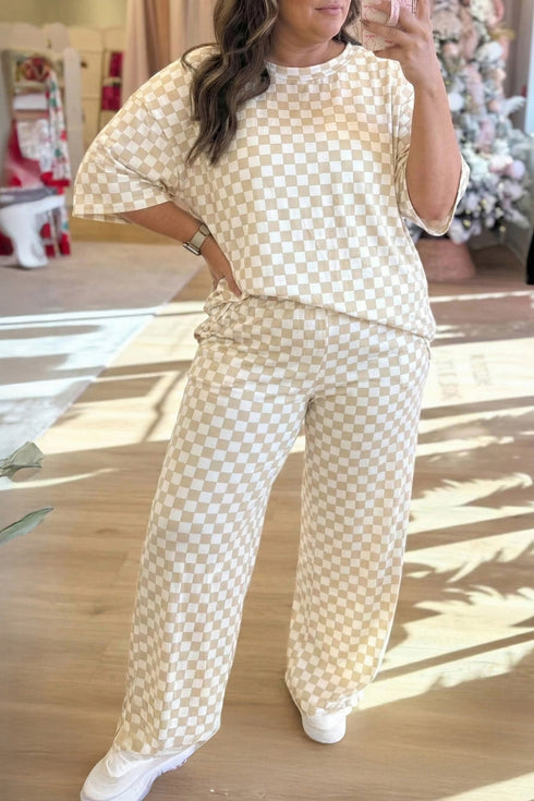 Checkered Print Loose Fit Patterned Bottoms