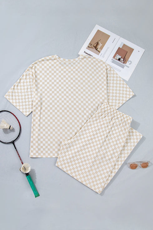Checkered Print Loose Fit Patterned Bottoms