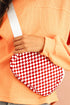 Checkered Print Nylon Adjustable Strap Crescent Crossbody Bag