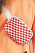 Checkered Print Nylon Adjustable Strap Crescent Crossbody Bag
