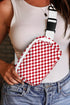 Checkered Print Nylon Adjustable Strap Crescent Crossbody Bag